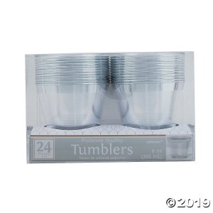 Small Plastic Cups with Silver Trim (24 Piece(s))