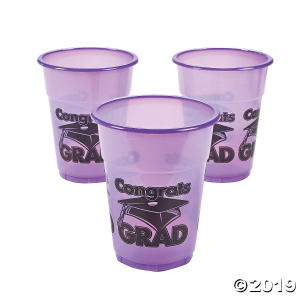 Purple Congrats Grad Plastic Cups (50 Piece(s))