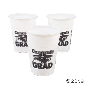 White Congrats Grad Plastic Cups (50 Piece(s))