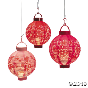 Valentine Hearts Light-Up Hanging Paper Lanterns (3 Piece(s))