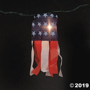 Cloth Patriotic Lighted Windsock String Lights (1 Set(s))