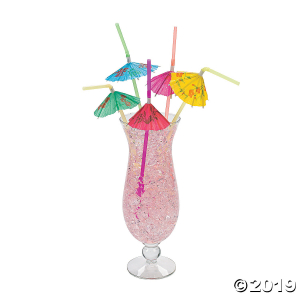 Pretty Parasol Plastic Straws (Per Dozen)