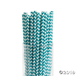 Turquoise Chevron Paper Straws (24 Piece(s))