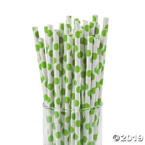 Lime Green Polka Dot Paper Straws (24 Piece(s))