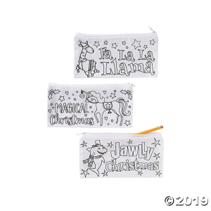 Color Your Own Canvas Christmas Pencil Cases (Per Dozen)