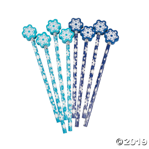 Snowflake Pencils with Eraser Topper (Per Dozen)