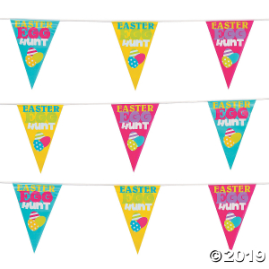 Easter Egg Hunt Plastic Pennant Banner (100 ft)