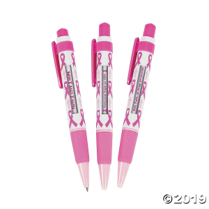 Pink Awareness Ribbon Message Pens (Per Dozen)