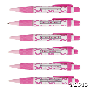 Pink Awareness Ribbon Message Pens (Per Dozen)