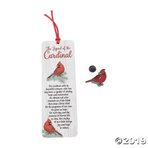 Religious Cardinal Pins on Bookmarks (Per Dozen)
