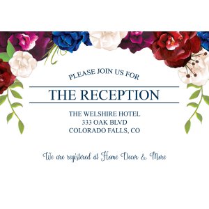 Personalized Navy Floral Reception Cards (25 Piece(s))