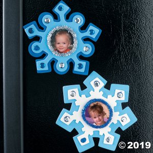 Snowflake-Shaped Picture Frame Magnet Craft Kit (Makes 12)
