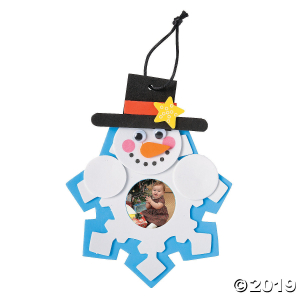 Snowman & Snowflake Picture Frame Christmas Ornament Craft Kit (Makes 12)
