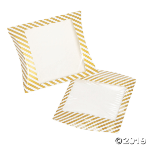 Gold Stripe Pillow Boxes with Window (24 Piece(s))