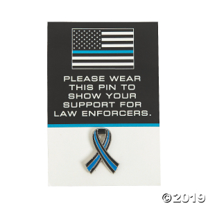 Thin Blue Line Awareness Pins on Card (Per Dozen)