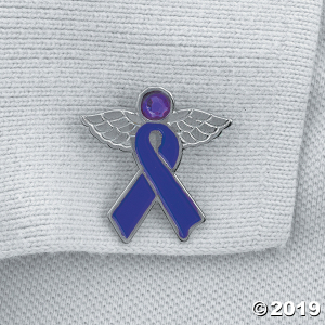 Purple Awareness Ribbon Angel Pins (Per Dozen)