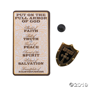 Armor of God Pins on Cards (Per Dozen)