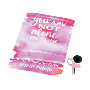 Personalized Pink Ribbon Pins on Cards (Per Dozen)