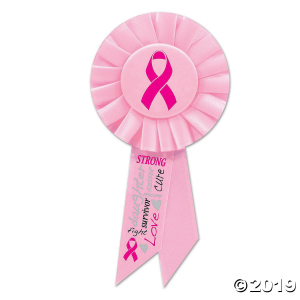 Pink Ribbon Rosette Button (1 Piece(s))