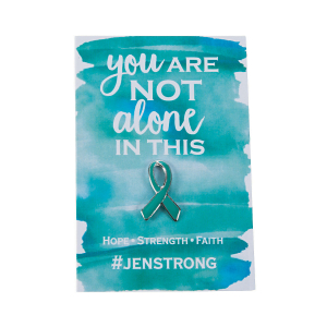 Personalized Teal Awareness Ribbon Pins on Cards (Per Dozen)