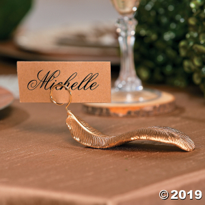 Goldtone Feather Place Card Holders (1 Set(s))