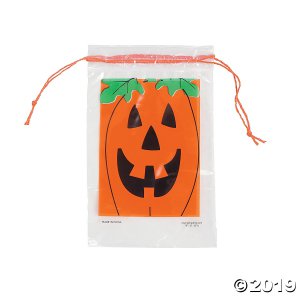 Mini Jack-O'-Lantern Drawstring Treat Bags (144 Piece(s))