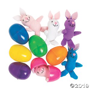 Stuffed Bunny-Filled Bright Plastic Easter Eggs - 12 Pc. (Per Dozen)