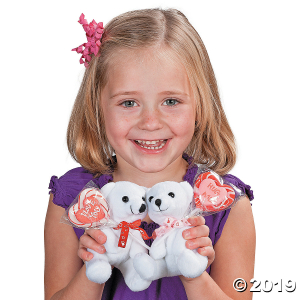 Valentine Stuffed Bears with Sucker (Per Dozen)