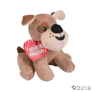 Valentine Drooly Stuffed Dogs with Card (Per Dozen)
