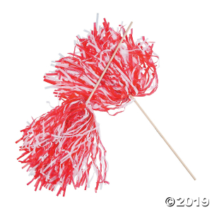 Red & WhiteTwo-Tone Spirit Pom-Poms - 24 Pc.