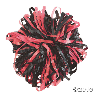 Red & Black Two-Tone Spirit Pom-Poms - 24 Pc.