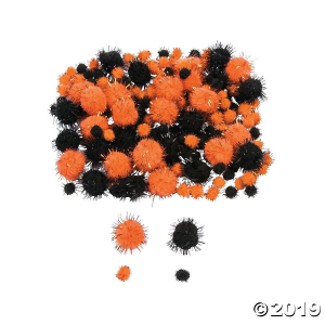 Glitter Halloween Pom-Poms (150 Piece(s))