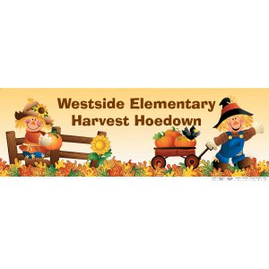 Personalized Small Harvest Hoedown Vinyl Banner