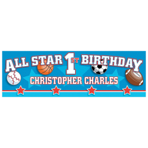 Personalized Medium All Star 1st Birthday Vinyl Banner (1 Piece(s))
