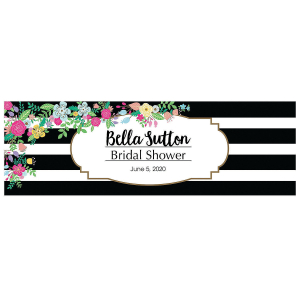 Personalized Medium Black & White Stripe Bridal Shower Vinyl Banner (1 Piece(s))