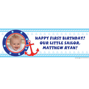 Custom Photo Medium 1st Birthday Sailor Vinyl Banner