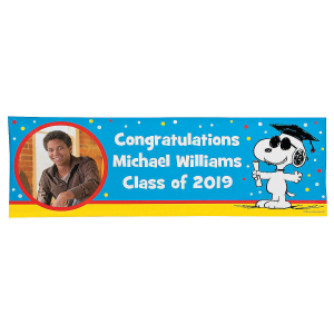 Custom Photo Small Peanuts® Graduation Vinyl Banner (1 Piece(s))
