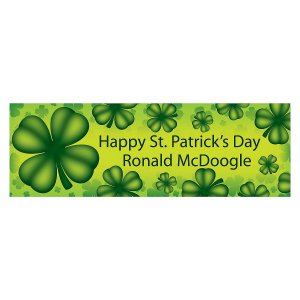 Personalized Small St. Patrick's Day Four Leaf Clover Vinyl Banner (1 Piece(s))