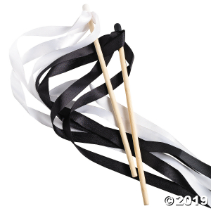 Black & White Ribbon Wands (24 Piece(s))