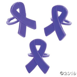 Purple Awareness Ribbon Rings (Per Dozen)