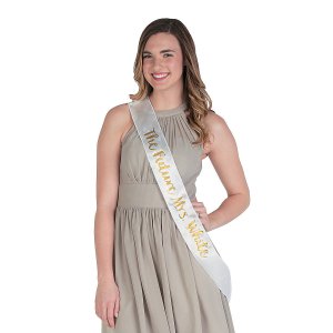 Personalized White with Gold Sash (1 Piece(s))