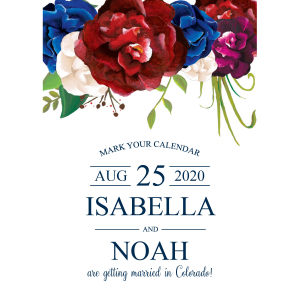 Personalized Navy Floral Save the Date Cards (25 Piece(s))