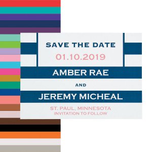Personalized Simple Stripe Save the Date Cards (25 Piece(s))
