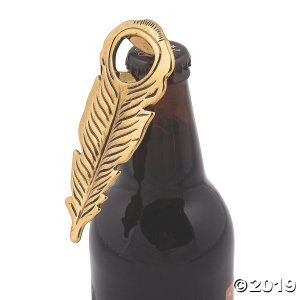 Goldtone Feather-Shaped Bottle Openers (Per Dozen)