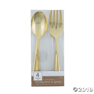 Gold Serving Spoons & Forks (4 Piece(s))