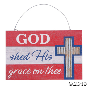 Cross With American Flag Wall Sign (1 Piece(s))