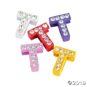 Small Rhinestone Letter Slide Charms - T (5 Piece(s))