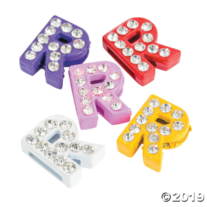 Small Rhinestone Letter Slide Charms - R (5 Piece(s))