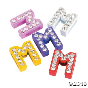 Small Rhinestone Letter Slide Charms - M (5 Piece(s))