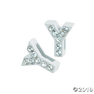 Small Rhinestone Letter Slide Charms - Y (1 Unit(s))